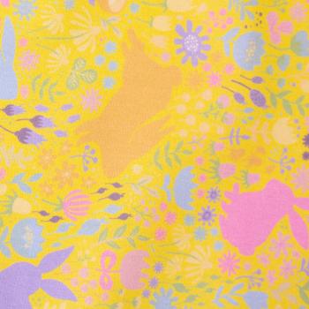 Preview: Bauwoll Druck Bunte Hasen auf Gelb von Happy Easter by Swafing 